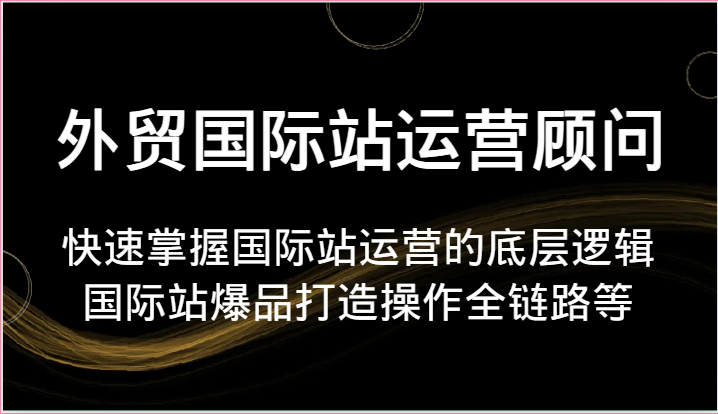 外贸国际站运营顾问-快速掌握国际站运营的底层逻辑，国际站爆品打造操作全链路等-中创网_分享创业项目_助您在家赚钱