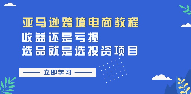 （11432期）亚马逊跨境电商教程：收益还是亏损！选品就是选投资项目-中创网_分享创业项目_助您在家赚钱