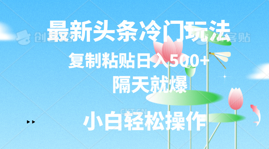 （11414期）最新头条小众游戏玩法，第二天就爆，拷贝日入500-中创网_分享创业项目_助您在家赚钱