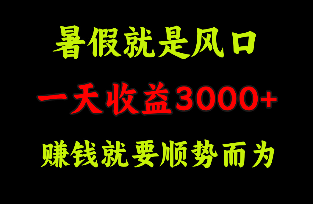 （11670期）一天收益3000+ 赚钱就是顺势而为，暑假就是风口-中创网_分享创业项目_助您在家赚钱