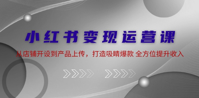 小红书变现运营课：从店铺开设到产品上传，打造吸睛爆款 全方位提升收入-中创网_分享创业项目_助您在家赚钱