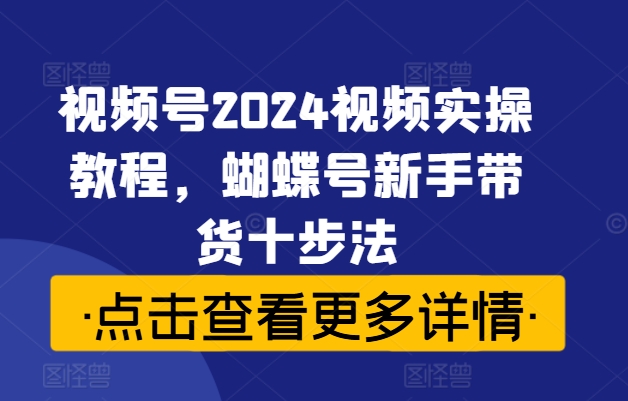 视频号2024视频实操教程，蝴蝶号新手带货十步法-中创网_分享创业项目_助您在家赚钱