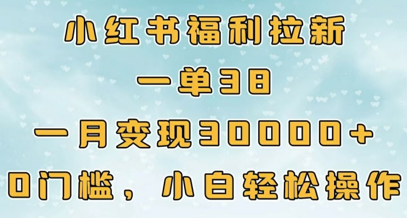 小红书福利拉新，一单38，一月3000+轻轻松松，0门槛小白轻松操作-中创网_分享创业项目_助您在家赚钱