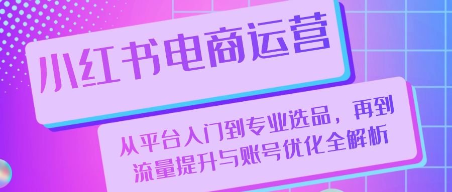 （13043期）小红书电商运营：从平台入门到专业选品，再到流量提升与账号优化全解析-中创网_分享创业项目_助您在家赚钱