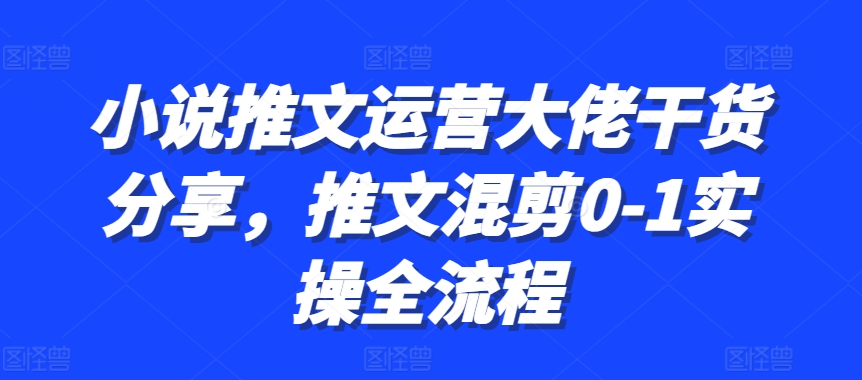 小说推文运营大佬干货分享，推文混剪0-1实操全流程-中创网_分享创业项目_助您在家赚钱