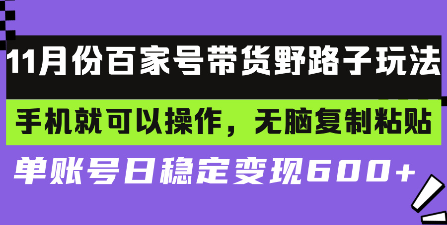 （13281期）百家号带货野路子玩法 手机就可以操作，无脑复制粘贴 单账号日稳定变现…-中创网_分享创业项目_助您在家赚钱