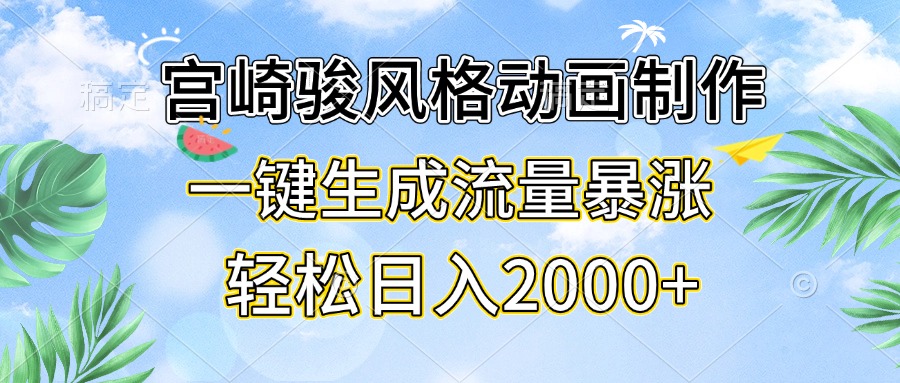 （13386期）宫崎骏风格动画制作，一键生成流量暴涨，轻松日入2000+-中创网_分享创业项目_助您在家赚钱