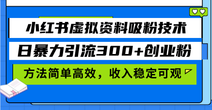 （13345期）小红书虚拟资料吸粉技术，日暴力引流300+创业粉，方法简单高效，收入稳…-中创网_分享创业项目_助您在家赚钱