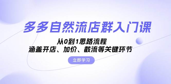 多多自然流店群入门课，从0到1思路流程，涵盖开店、加价、截流等关键环节-中创网_分享创业项目_助您在家赚钱