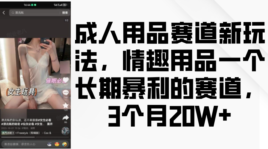 成人用品赛道新玩法，情趣用品一个长期暴利的赛道，3个月20W+-中创网_分享创业项目_助您在家赚钱