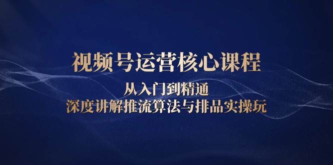 视频号运营核心课程，从入门到精通，深度讲解推流算法与排品实操玩-中创网_分享创业项目_助您在家赚钱