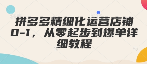 拼多多精细化运营店铺0-1，从零起步到爆单详细教程-中创网_分享创业项目_助您在家赚钱