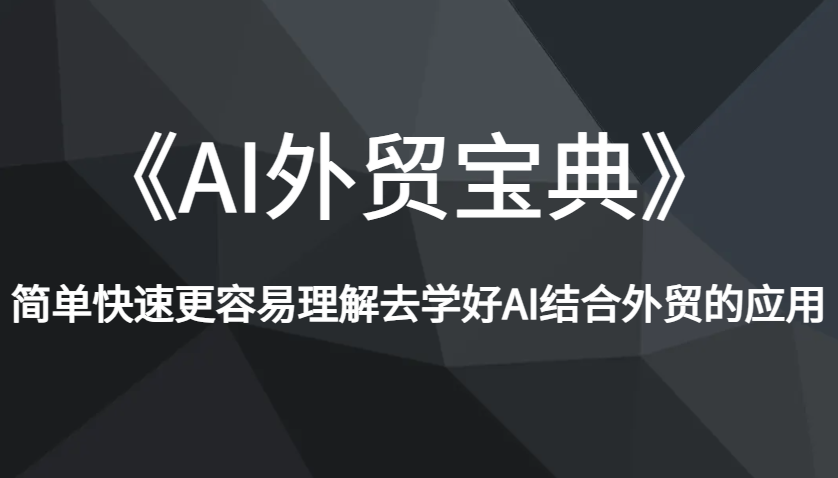 《AI外贸宝典》简单快速更容易理解去学好AI结合外贸的应用-中创网_分享创业项目_助您在家赚钱