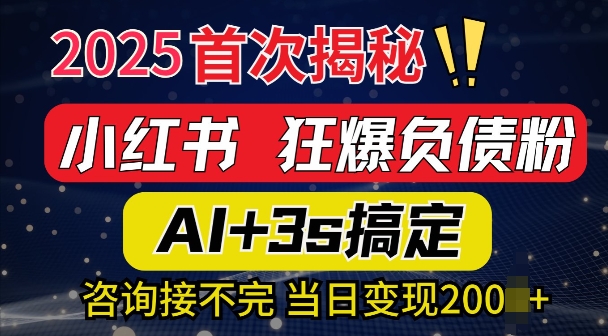 2025引流天花板：最新小红书狂暴负债粉思路，咨询接不断，当日入多张-中创网_分享创业项目_助您在家赚钱